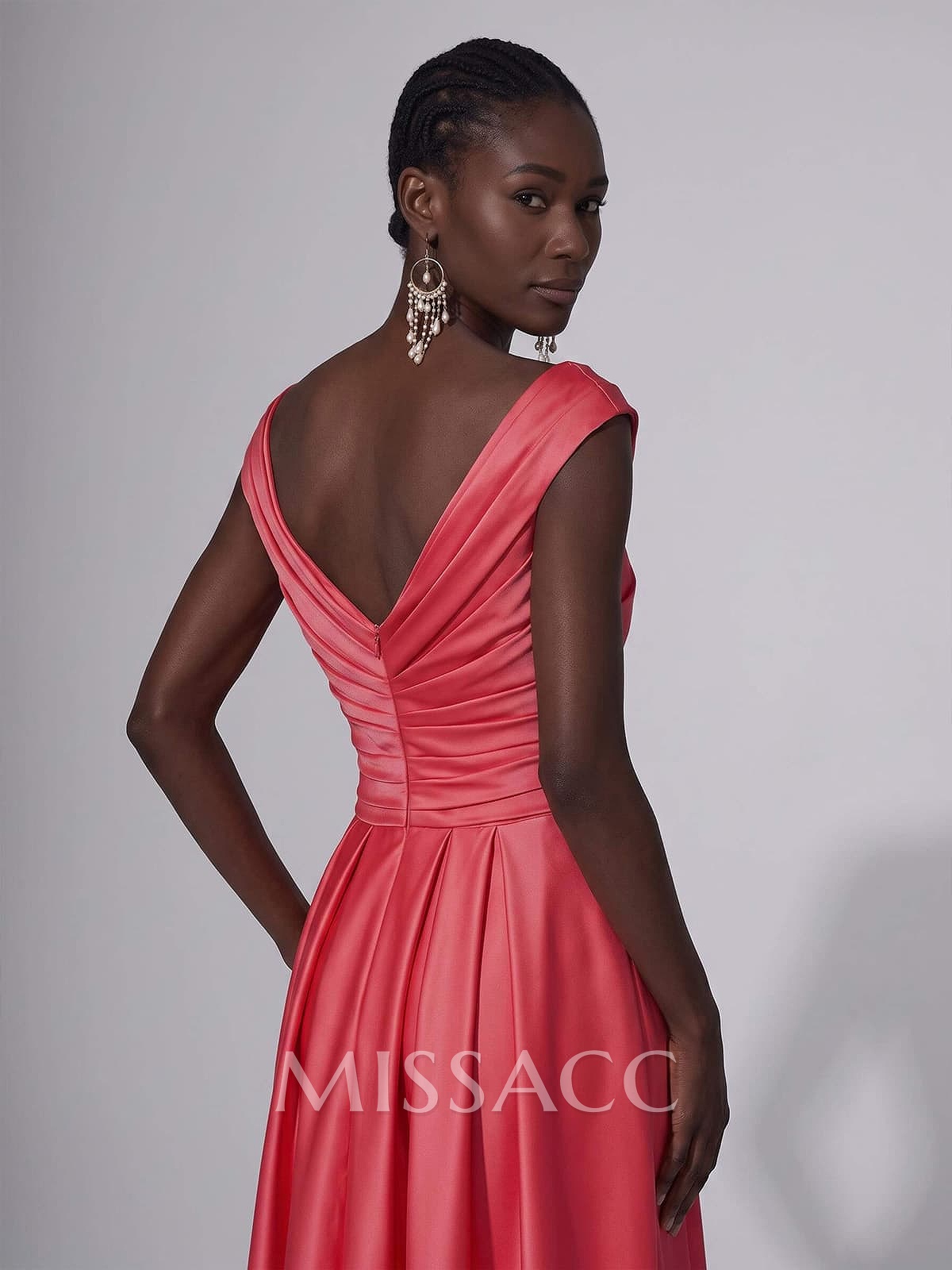 A-Line Satin Pockets Evening Dresses With Cap Shoulder
