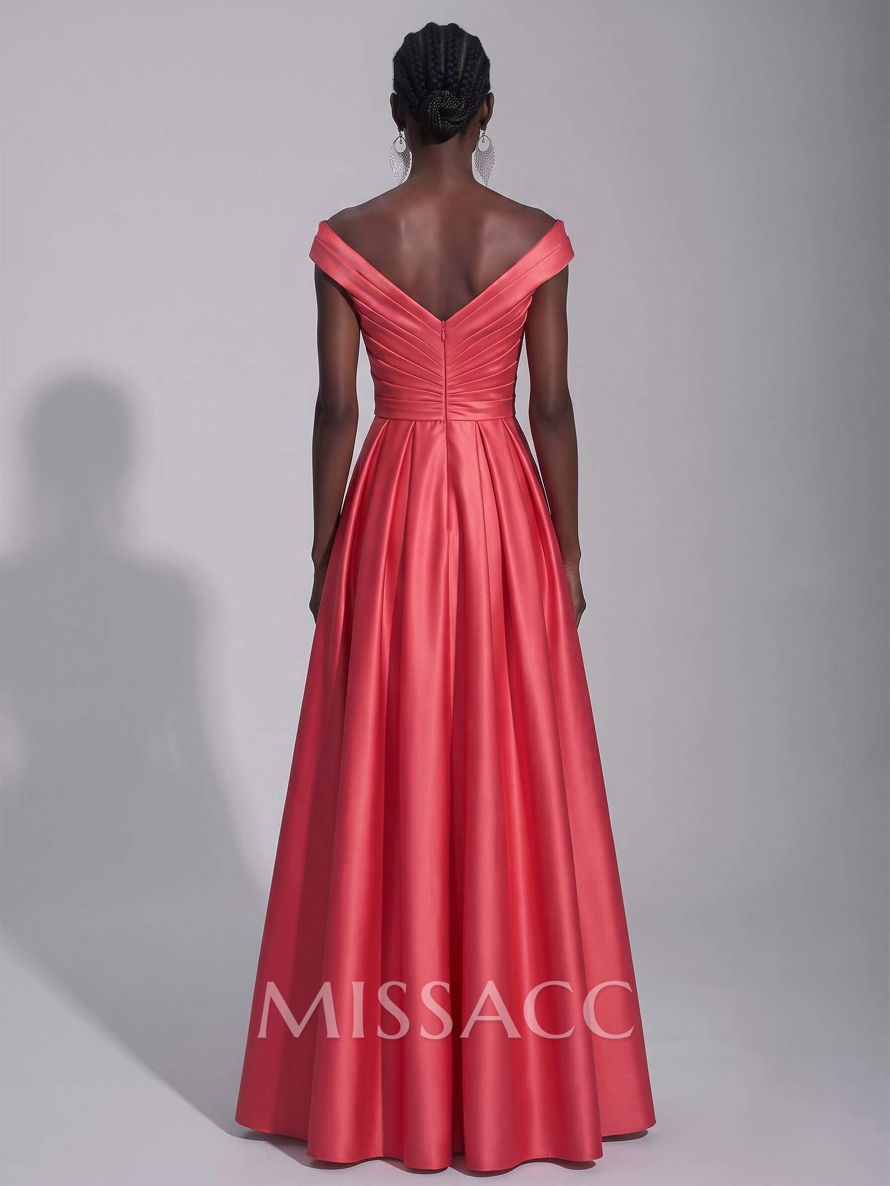 A-Line Satin Pockets Evening Dresses With Cap Shoulder