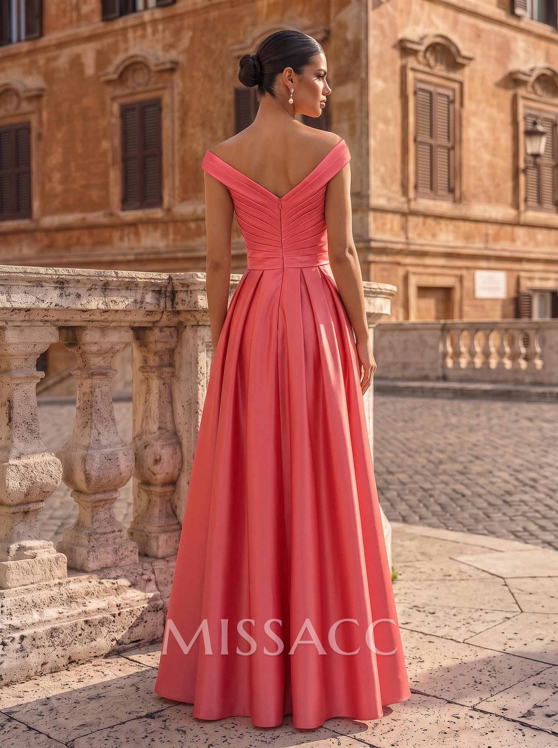 A-Line Satin Pockets Evening Dresses With Cap Shoulder