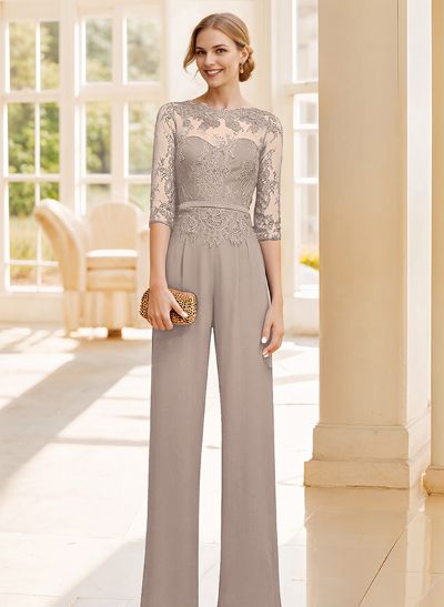 Jumpsuit/Pantsuit Lace Elegant Blue Evening Dresses