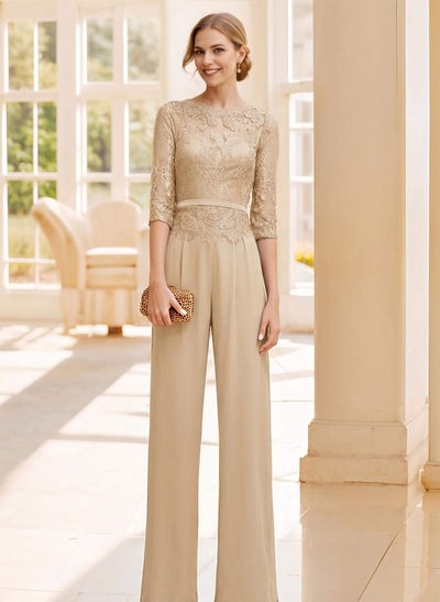Jumpsuit/Pantsuit Lace Elegant Blue Evening Dresses