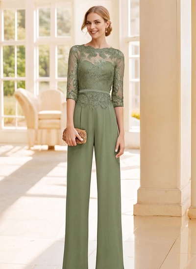 Jumpsuit/Pantsuit Lace Elegant Blue Evening Dresses