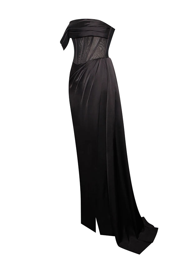 Sheath Cowl Neck Sleeveless Sweep Train Silk Like Satin Evening Dresses Without Gloves