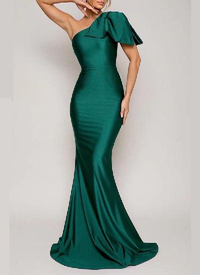 Trumpet/Mermaid One-Shoulder Satin Evening Dresses With Bow(s)