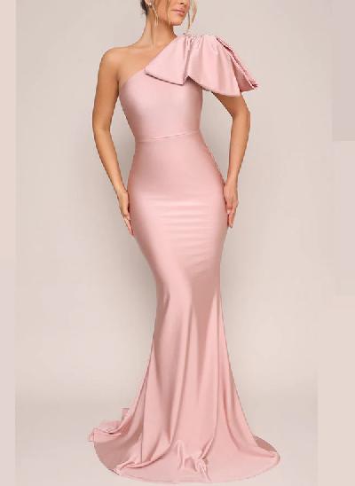 Trumpet/Mermaid One-Shoulder Satin Evening Dresses With Bow(s)