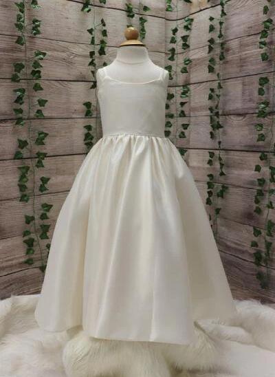 Ball-Gown Square Neckline Sleeveless Floor-Length Satin Flower Girl Dresses