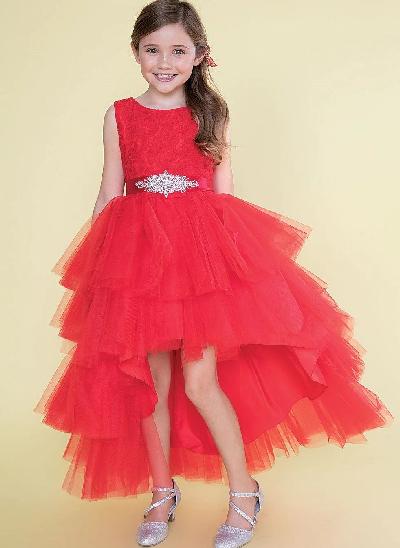 Ball-Gown/Princess Lace Tulle Flower Girl Dresses With Beading