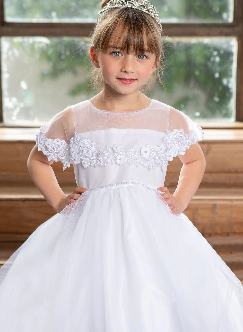 Ball-Gown/Princess White Flower Girl Dresses Pageant Dresses With Ankle-Length