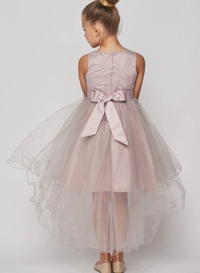 Asymmetrical Tulle Lace Flower Girl Dresses Pageant Dresses With Beading