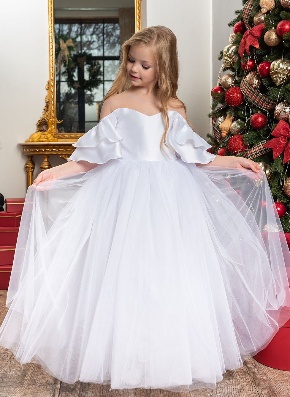 Ball-Gown/Princess Floor-Length Flower Girl Dresses Pageant Dresses With Bow