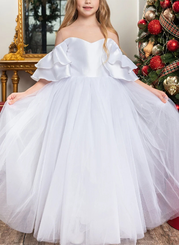 Ball-Gown/Princess Floor-Length Flower Girl Dresses Pageant Dresses With Bow