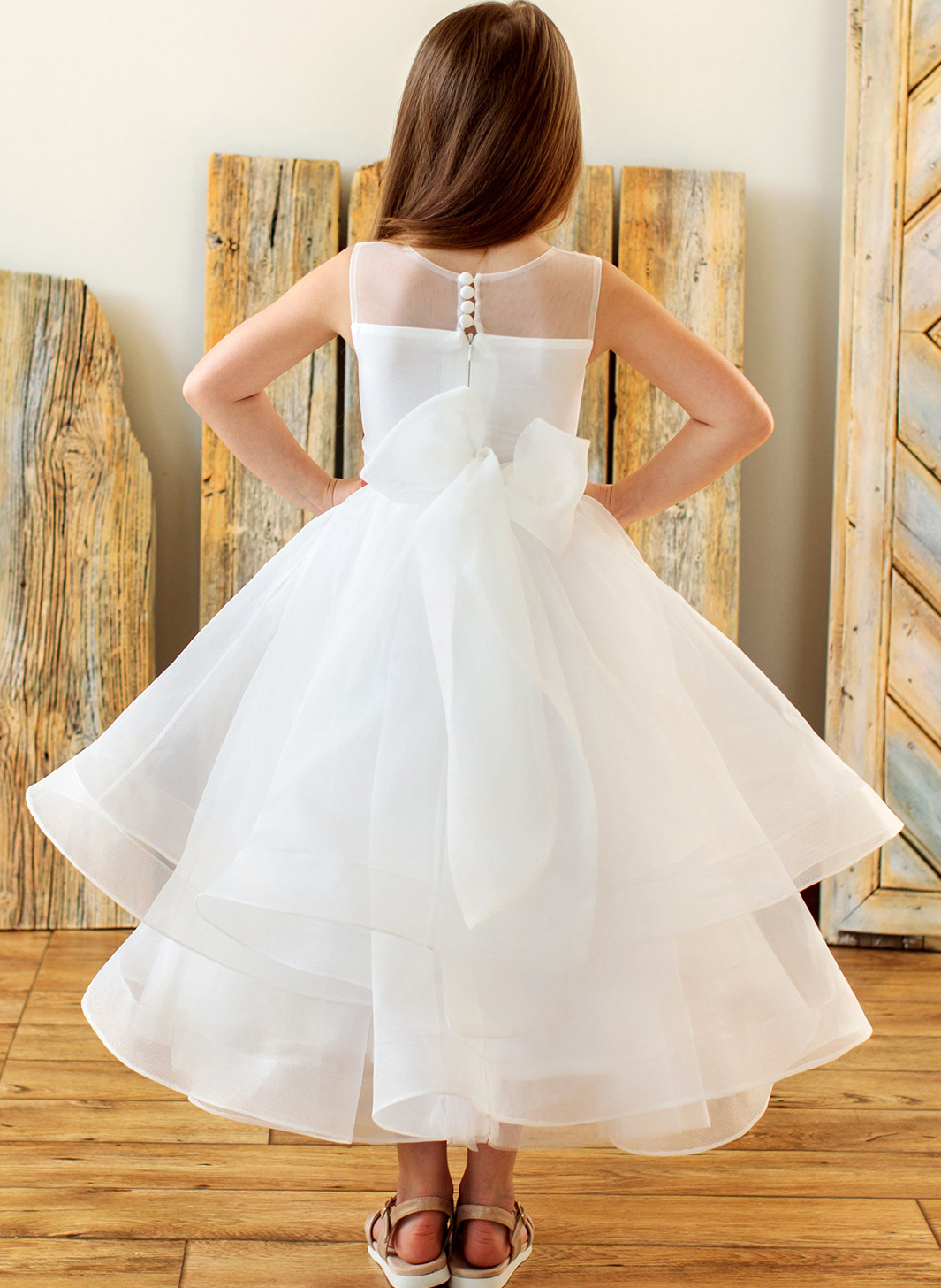 Ball-Gown/Princess Ivory Tulle Flower Girl Dresses Pageant Dresses With Bow