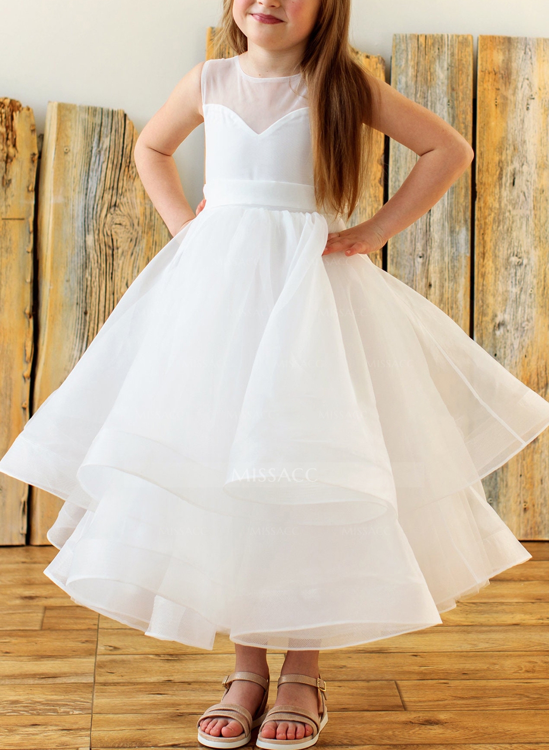 Ball-Gown/Princess Ivory Tulle Flower Girl Dresses Pageant Dresses With Bow