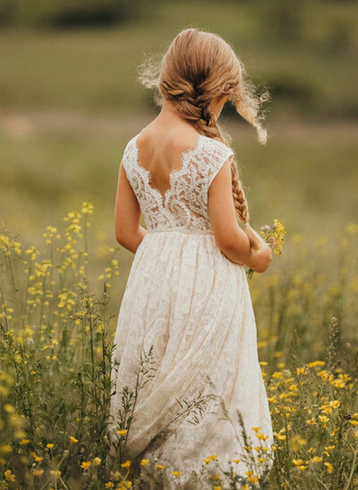 Boho A-Line Lace Flower Girl Dresses Pageant Dresses