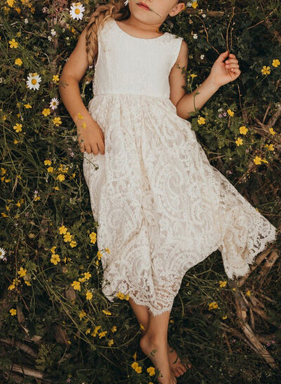 Boho A-Line Lace Flower Girl Dresses Pageant Dresses