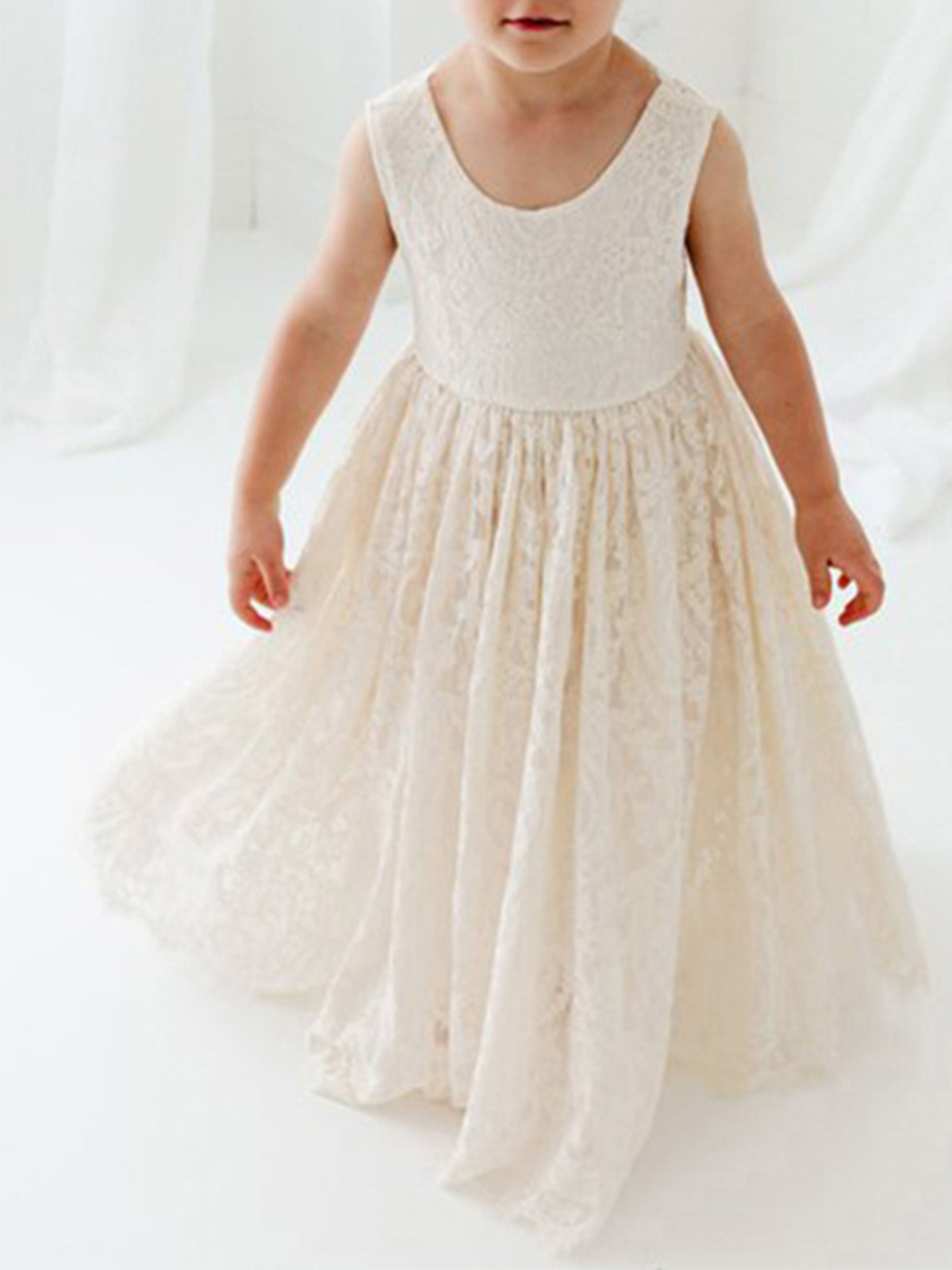 Boho A-Line Lace Flower Girl Dresses Pageant Dresses
