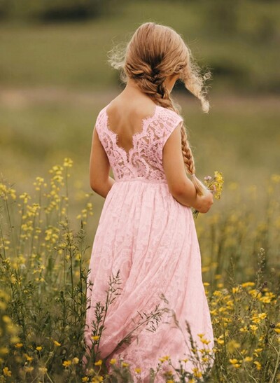 Boho A-Line Lace Flower Girl Dresses Pageant Dresses