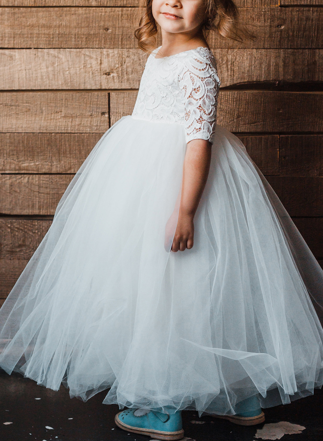 Ball-Gown/Princess White Lace Tulle Flower Girl Dresses Pageant Dresses