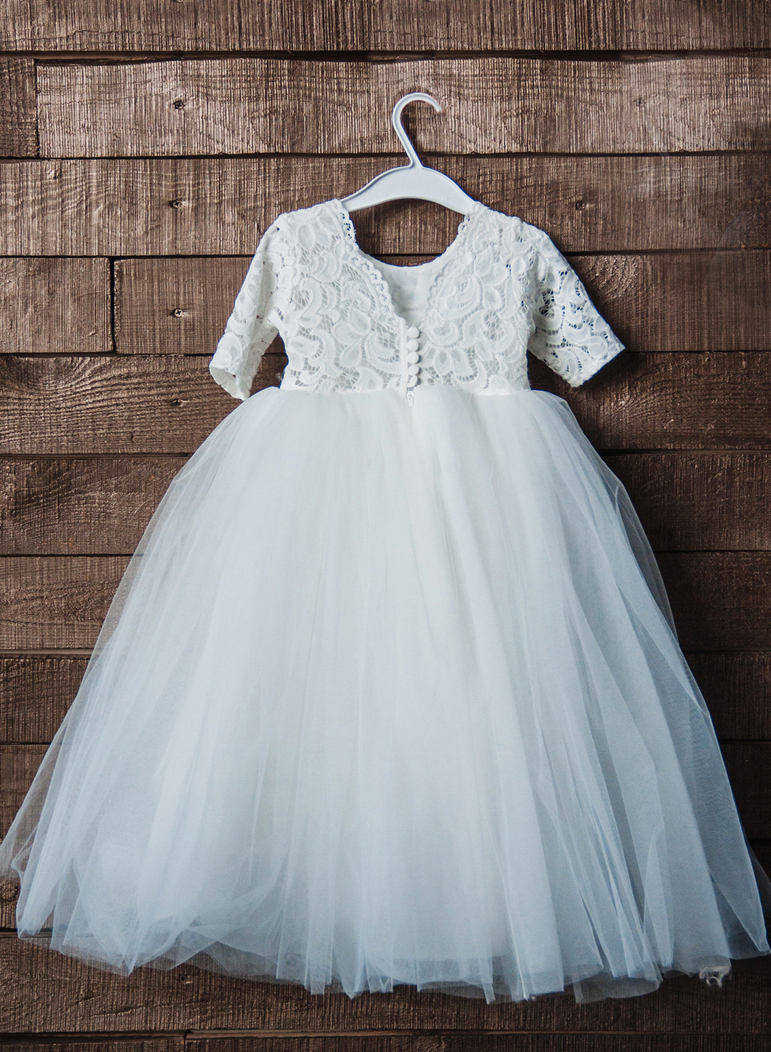 Ball-Gown/Princess White Lace Tulle Flower Girl Dresses Pageant Dresses