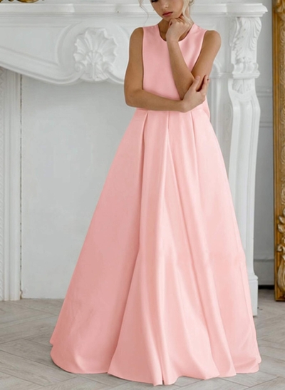 A-Line Lace Satin Floor-Length Flower Girl Dresses Pageant Dresses With Bow