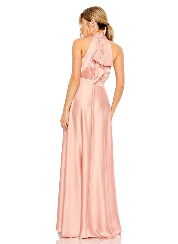A-Line Halter Asymmetrical Satin Homecoming Dresses With Cascading Ruffles