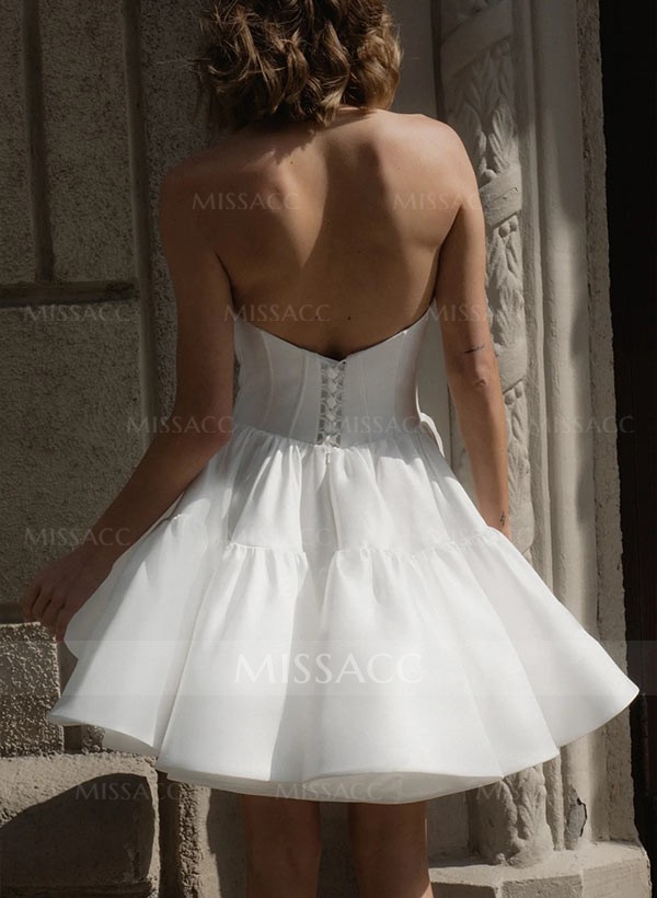 A-Line Sweetheart Short Sleeves Short/Mini Homecoming Dresses With Ruffle