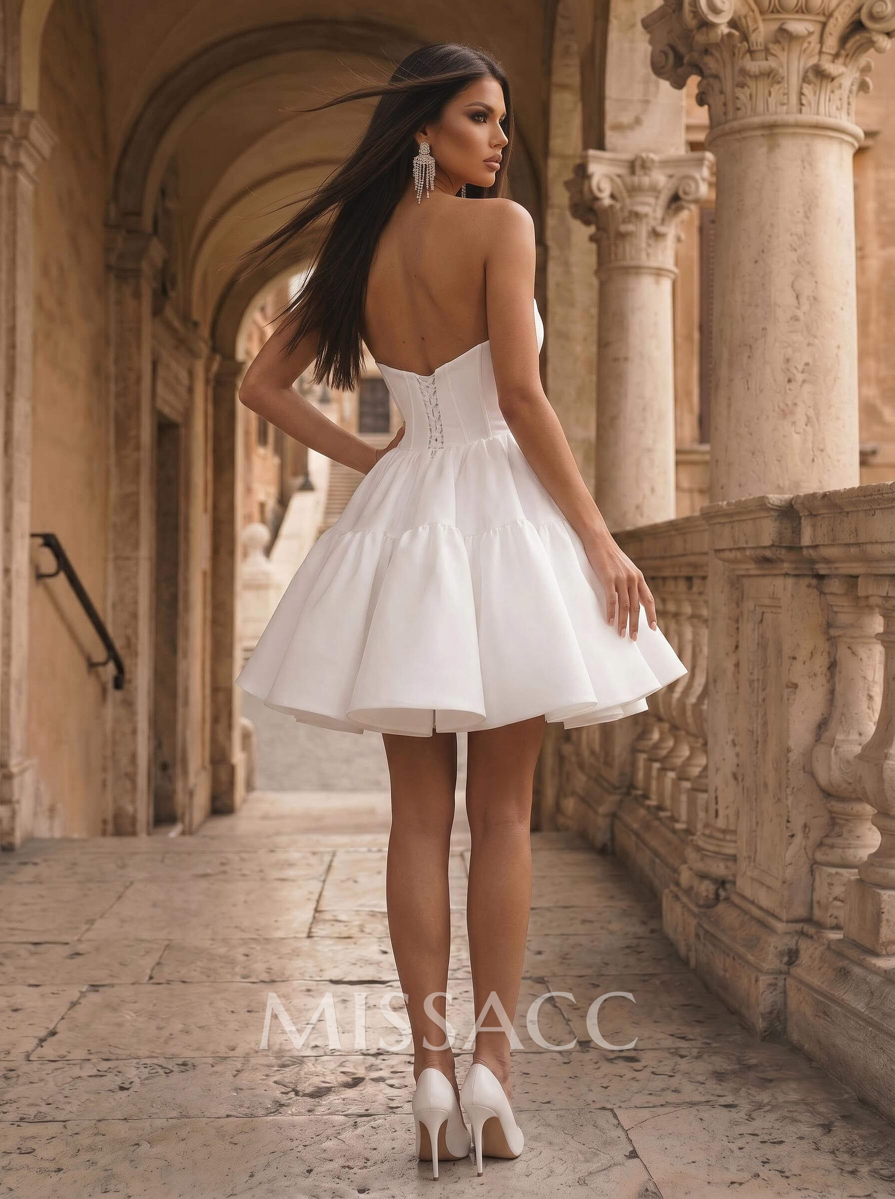 A-Line Sweetheart Detachable Sleeves Short/Mini Taffeta Homecoming Dresses With Ruffle