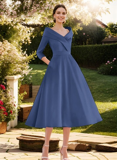 Satin A-Line Cap Shoulder Mother Of The Bride Dresses