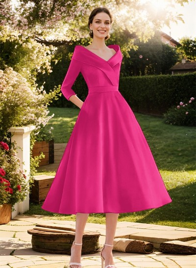 Satin A-Line Cap Shoulder Mother Of The Bride Dresses