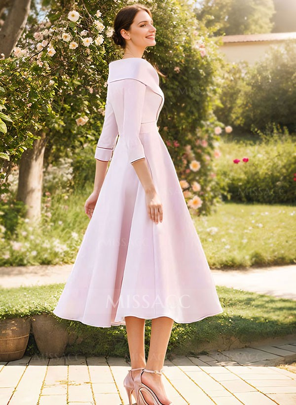 Elegant Pleated Off Shoulder Long Sleeves A-Line Satin Mother Of The Bride Dresses