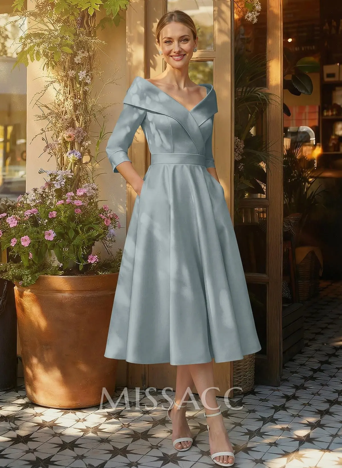 Missacc Mother Of The Bride Dresses Elegant Pleated Off Shoulder Long Sleeves A-Line Satin Mother Of The Bride Dresses Missacc Mother Of The Bride Dresses Elegant Pleated Off Shoulder Long Sleeves A-Line Satin Mother Of The Bride Dresses