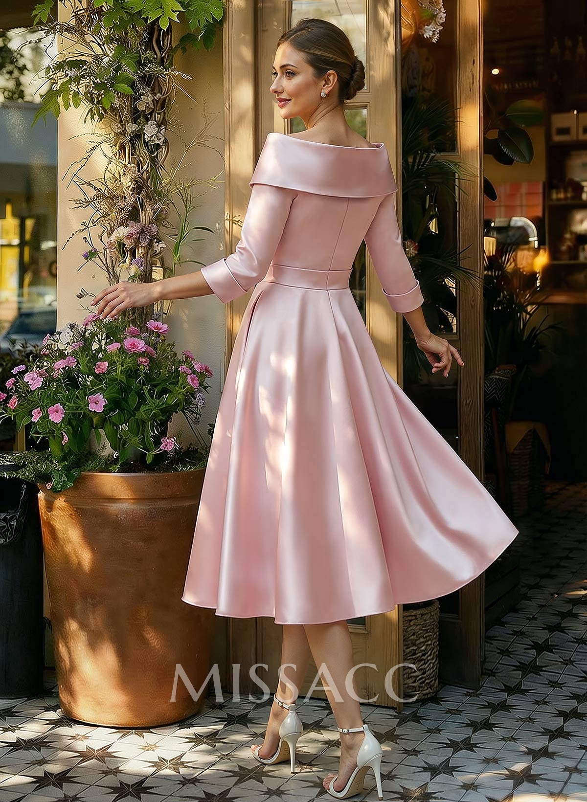 Elegant Pleated Off Shoulder Long Sleeves A-Line Satin Mother Of The Bride Dresses Elegant Pleated Off Shoulder Long Sleeves A-Line Satin Mother Of The Bride Dresses