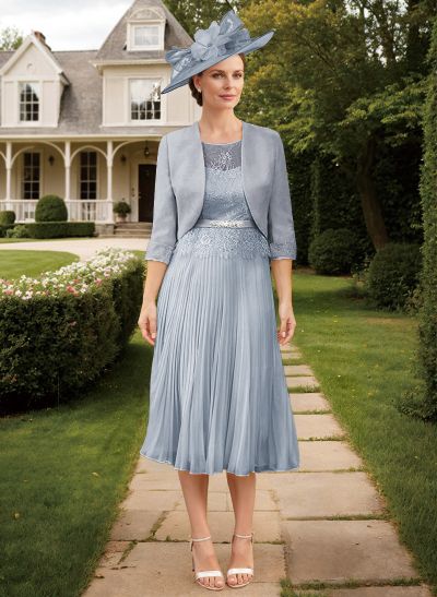 Elegant Lace Pleated Sleeves Mother Of The Bride Dresses