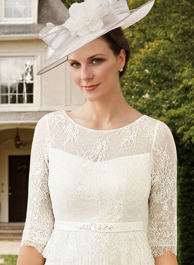 Elegant Lace Pleated Sleeves Mother Of The Bride Dresses