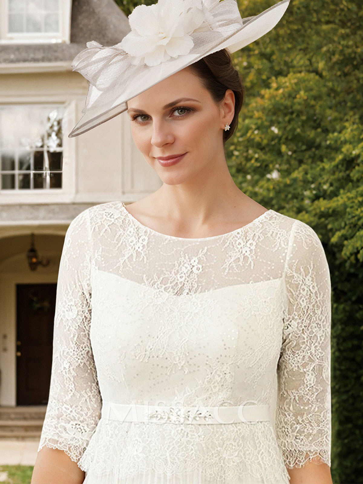 Elegant Lace Pleated Sleeves Mother Of The Bride Dresses