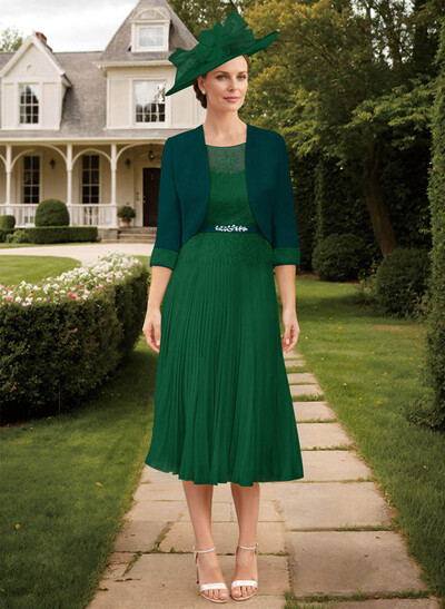 Elegant Lace Pleated Sleeves Mother Of The Bride Dresses
