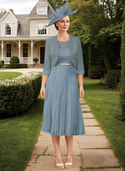 Elegant Lace Pleated Sleeves Mother Of The Bride Dresses