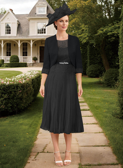 Elegant Lace Pleated Sleeves Mother Of The Bride Dresses