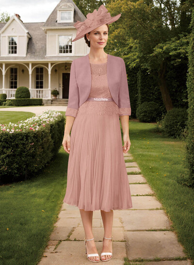 Elegant Lace Pleated Sleeves Mother Of The Bride Dresses