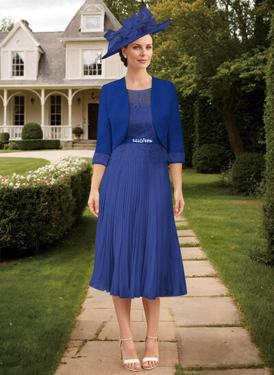 Elegant Lace Pleated Sleeves Mother Of The Bride Dresses