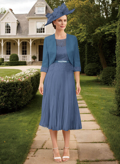 Elegant Lace Pleated Sleeves Mother Of The Bride Dresses