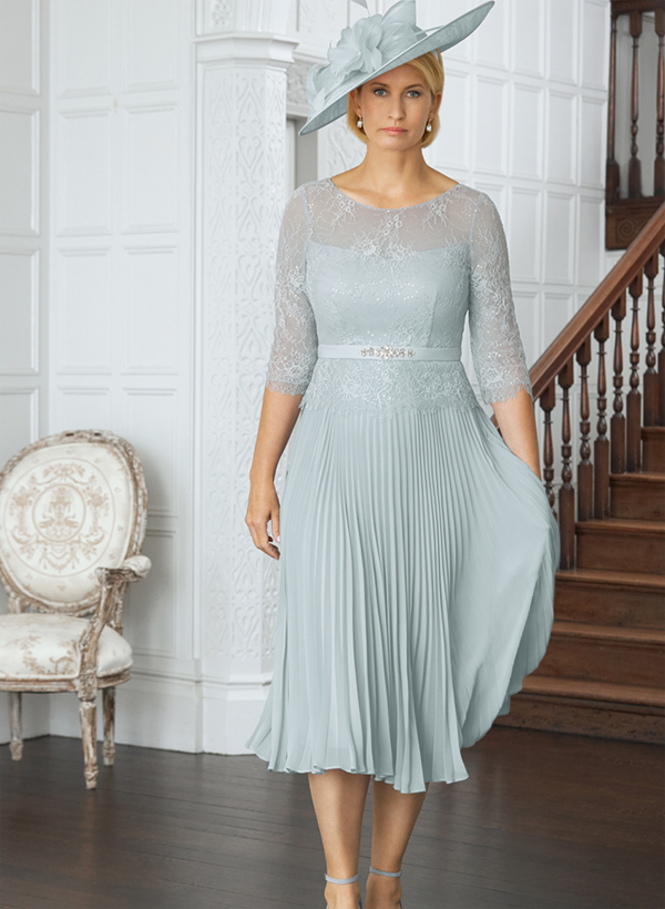 Elegant Lace Pleated Sleeves Mother Of The Bride Dresses