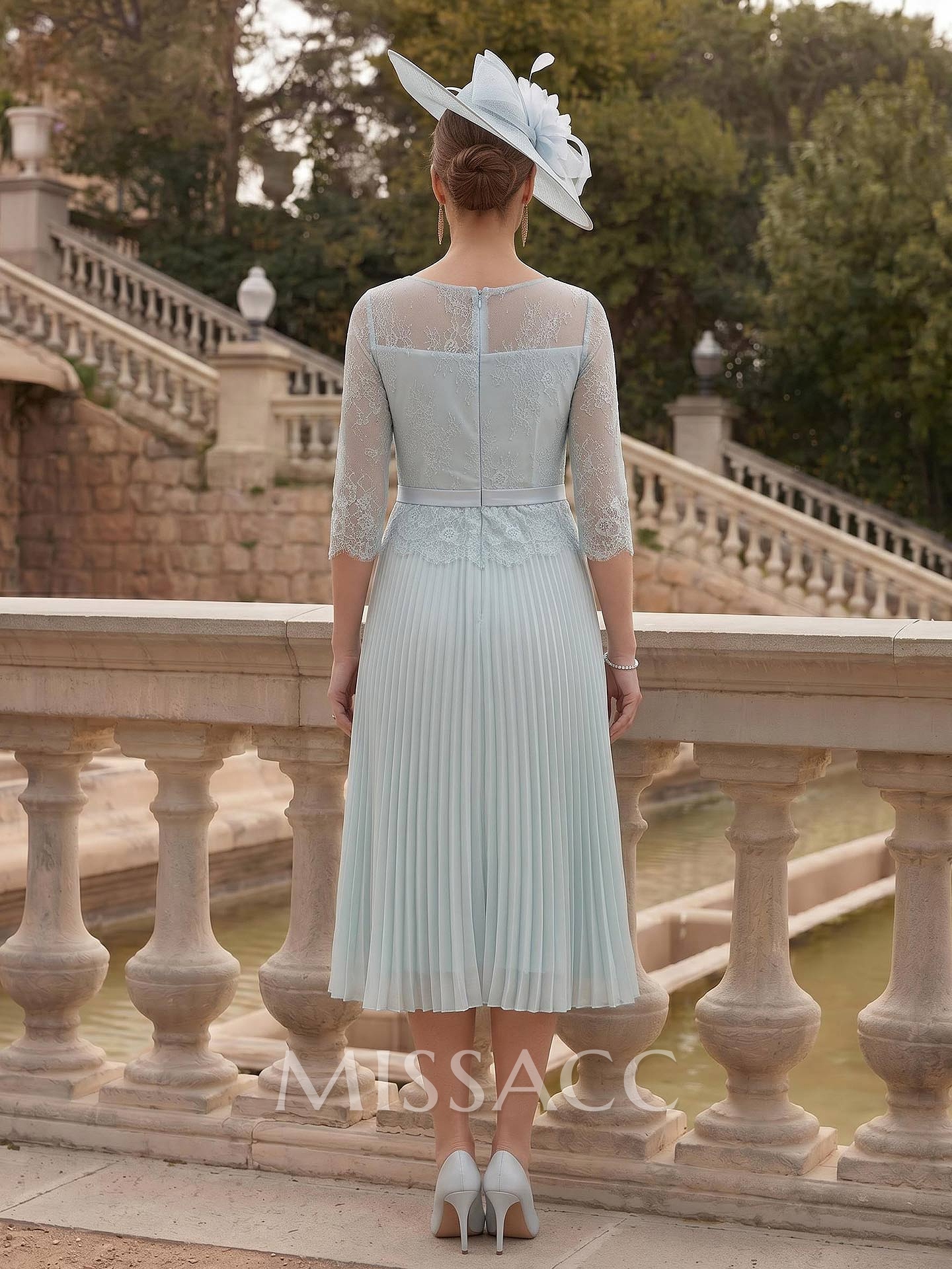 Elegant Lace Pleated Sleeves Mother Of The Bride Dresses