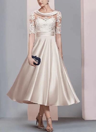 Elegant Cowl Neck A-Line Tea-Length Mother Of The Bride Dresses