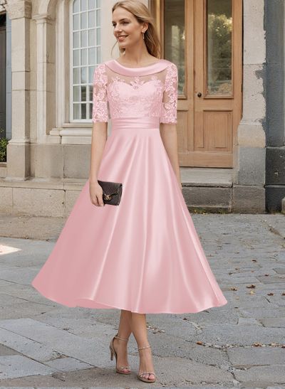 Elegant Cowl Neck A-Line Tea-Length Mother Of The Bride Dresses