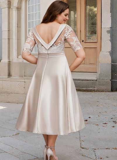 Elegant Cowl Neck A-Line Tea-Length Mother Of The Bride Dresses