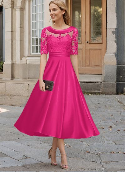 Elegant Cowl Neck A-Line Tea-Length Mother Of The Bride Dresses