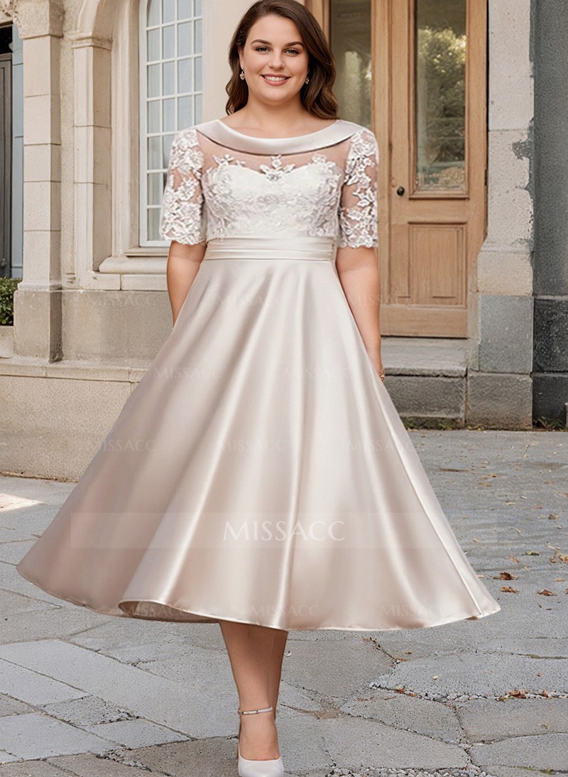 Elegant Cowl Neck A-Line Tea-Length Mother Of The Bride Dresses