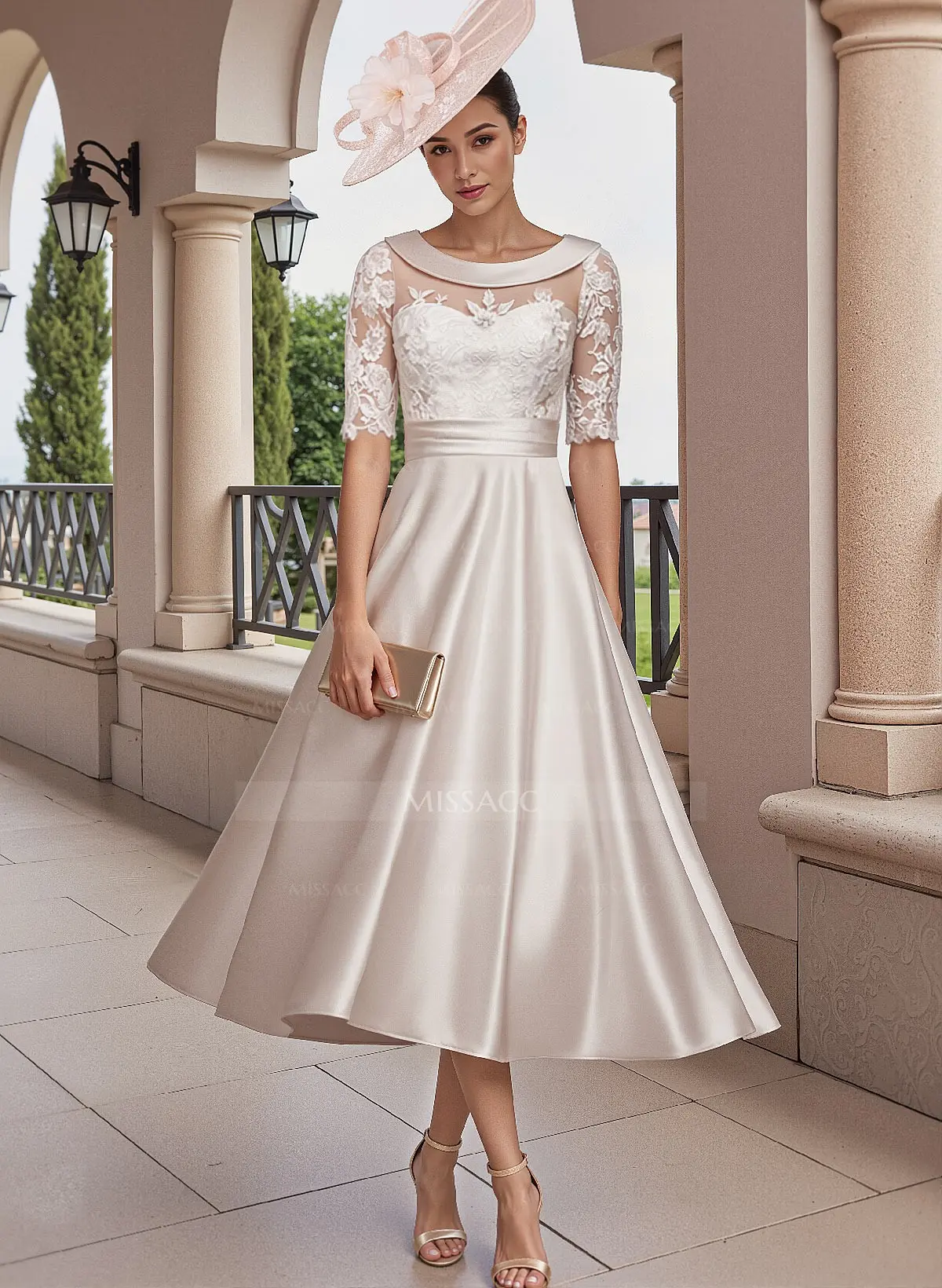 Elegant Cowl Neck A-Line Tea-Length Mother Of The Bride Dresses