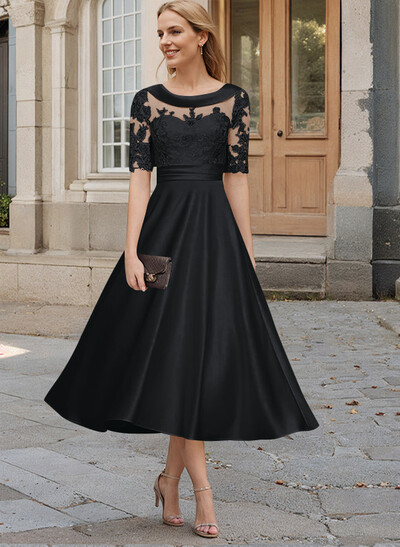 Elegant Cowl Neck A-Line Tea-Length Mother Of The Bride Dresses